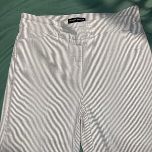 Hilary Radley Beige and White Striped Trousers